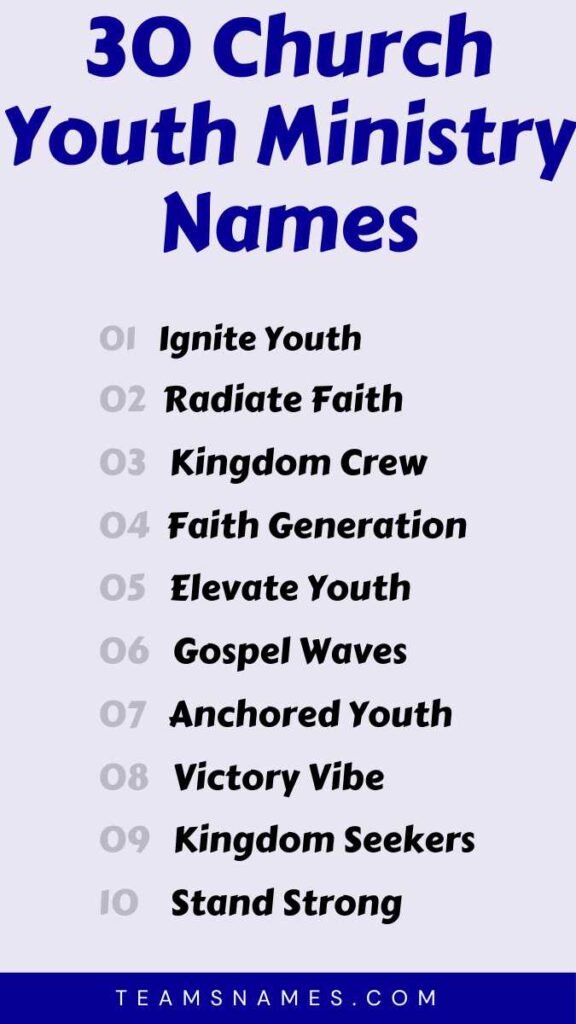 Church Youth Ministry Names