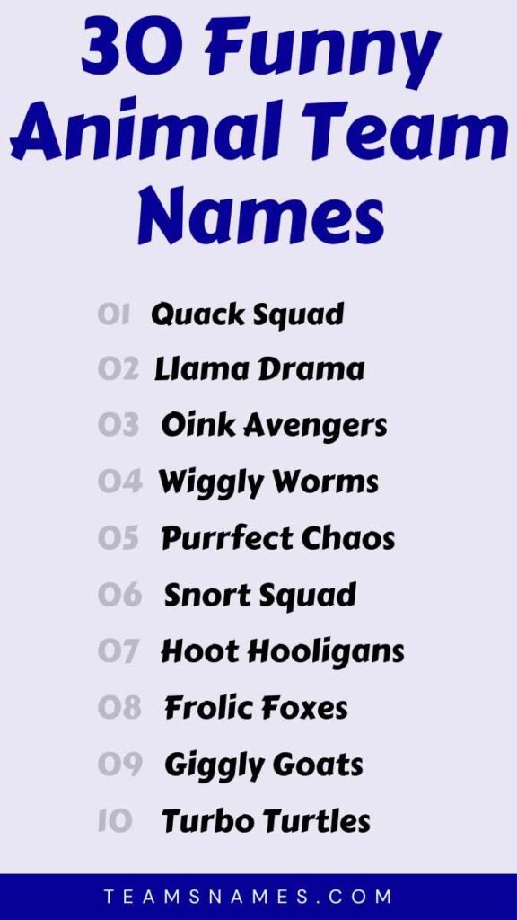 Funny Animal Team Names