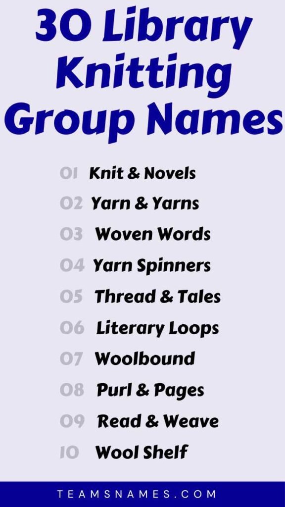 Library Knitting Group Names