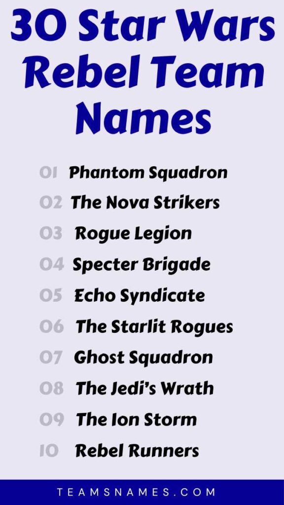 Star Wars Rebel Team Names